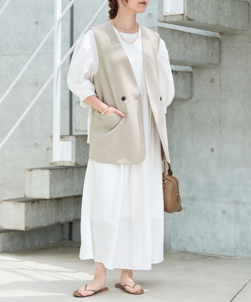 un dix cors（アンディコール）の「《レイヤードするだけでこなれ感》ジレベスト（ベスト・レディース・ベージュ/ネイビー・FREE）」の12枚目の写真