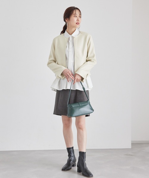 ROPE' PICNIC（ロペピクニック）の「シンセティックレザーノーカラージャケット（ノーカラージャケット・レディース・ベージュ系その他/ブラック/ブラウン・40/38）」の12枚目の写真