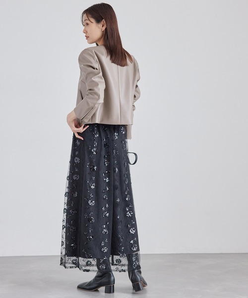 ROPE' PICNIC（ロペピクニック）の「シンセティックレザーノーカラージャケット（ノーカラージャケット・レディース・ベージュ系その他/ブラック/ブラウン・40/38）」の20枚目の写真