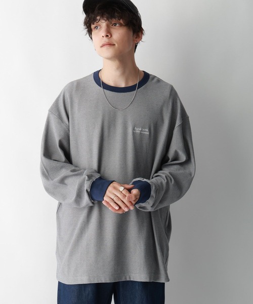 SIGNAL SPORTS（シグナルスポーツ）の「【SIGNAL SPORTS】ワンポイント刺繍/ボーダーTシャツ（Tシャツ/カットソー・メンズ・ホワイト系その他/ブルー系その他・MEDIUM/LARGE）」の9枚目の写真