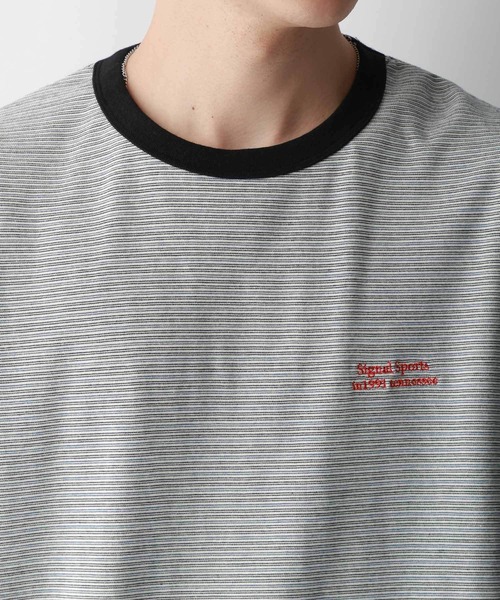 SIGNAL SPORTS（シグナルスポーツ）の「【SIGNAL SPORTS】ワンポイント刺繍/ボーダーTシャツ（Tシャツ/カットソー・メンズ・ホワイト系その他/ブルー系その他・MEDIUM/LARGE）」の14枚目の写真