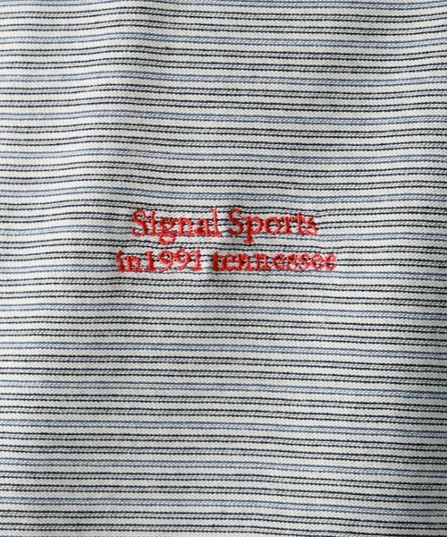 SIGNAL SPORTS（シグナルスポーツ）の「【SIGNAL SPORTS】ワンポイント刺繍/ボーダーTシャツ（Tシャツ/カットソー・メンズ・ホワイト系その他/ブルー系その他・MEDIUM/LARGE）」の18枚目の写真