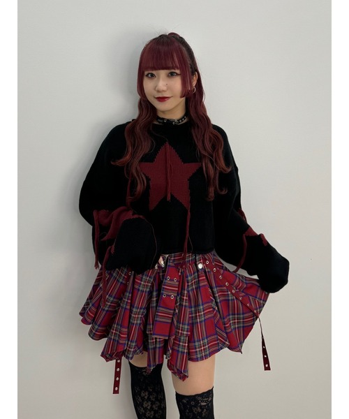 jouetie(ジュエティ)の「スターフリンジショートニット(ニット/セーター・レディース・オフホワイト/グレー/ブラック・MEDIUM)」の2枚目の写真