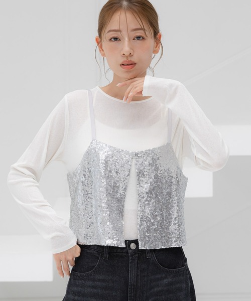 LAKOLE(ラコレ)の「スパンコールビスチェ / 142600(ベスト・レディース・ブラック/シルバー・FREE)」の2枚目の写真