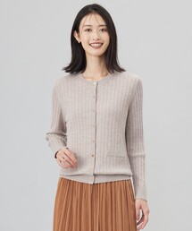 ジェイプレス カーディガン トップス 長袖 クルーネック カシミヤ 未使用 レディース Sサイズ サーモンピンク×グレー J.PRESS J.PRESS - ジェイプレス カーディガン トップス 長袖 クルー