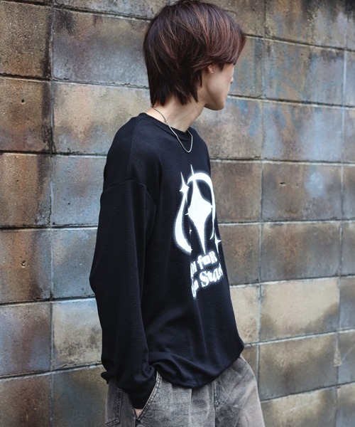 SPINNS（スピンズ）の「グランジ/ロンT感覚で着れる！ニットソー スター（ニット/セーター・メンズ・チャコール/ブルー/オフホワイト/ブラック・ONESIZE）」の7枚目の写真