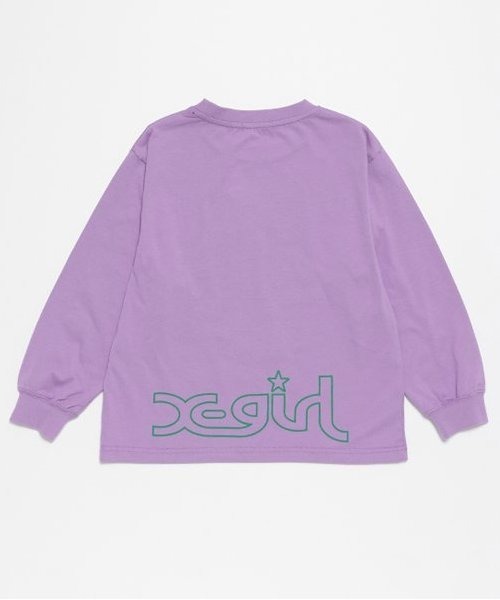 X-girl Stages（エックスガールステージス）の「ガール線画プリント長袖Tシャツ（Tシャツ/カットソー・キッズ・オフホワイト/ブラック/ラベンダー・80ｃｍ/90cm/100cm/110cm/120cm/130cm/140cm）」の4枚目の写真