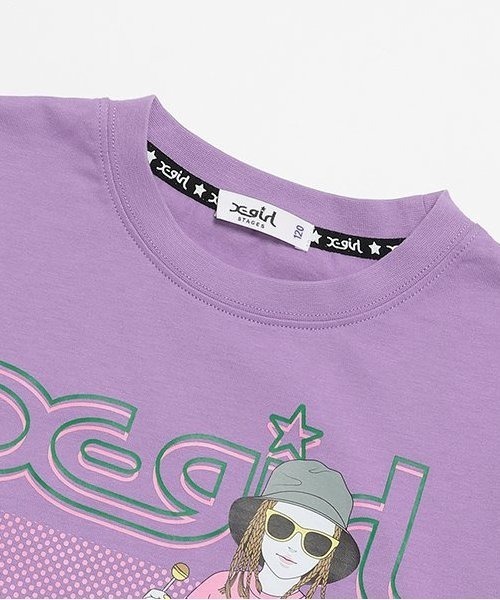 X-girl Stages（エックスガールステージス）の「ガール線画プリント長袖Tシャツ（Tシャツ/カットソー・キッズ・オフホワイト/ブラック/ラベンダー・80ｃｍ/90cm/100cm/110cm/120cm/130cm/140cm）」の5枚目の写真
