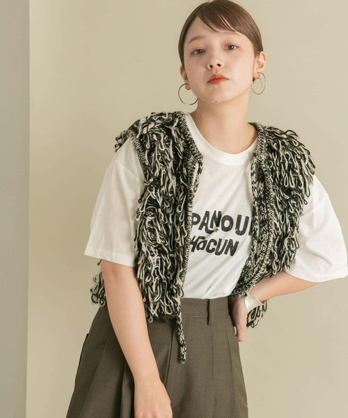 KBF(ケイビーエフ)の「シアープリントBIG TEE(Tシャツ/カットソー・レディース・オフホワイト/チャコールグレー/ベージュ・ONE)」の22枚目の写真