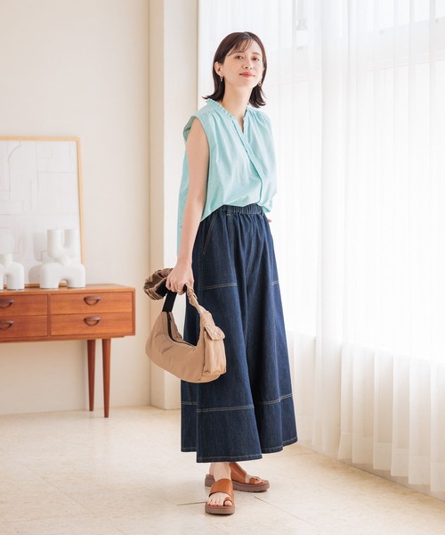 studio CLIP（スタディオクリップ）の「デニムスカーチョ[プチ・プラスサイズあり]（デニムパンツ・レディース・ブラック/インディゴブルー・PF/MEDIUM/LARGE/ﾌﾘｰ(L)）」の9枚目の写真