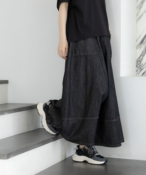 studio CLIP（スタディオクリップ）の「デニムスカーチョ[プチ・プラスサイズあり]（デニムパンツ・レディース・ブラック/インディゴブルー・PF/MEDIUM/LARGE/ﾌﾘｰ(L)）」の12枚目の写真