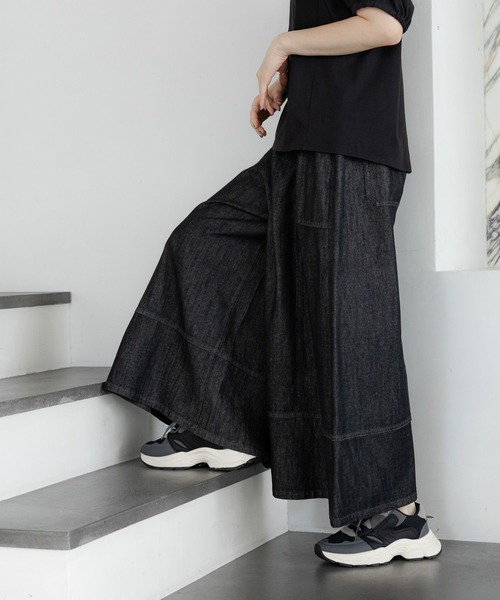 studio CLIP（スタディオクリップ）の「デニムスカーチョ[プチ・プラスサイズあり]（デニムパンツ・レディース・ブラック/インディゴブルー・PF/MEDIUM/LARGE/ﾌﾘｰ(L)）」の13枚目の写真