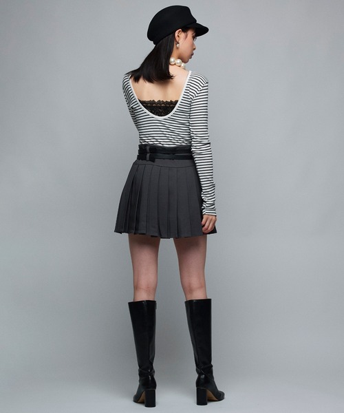 Narcissus（ナルシス）の「【Narcissus】ボーダーオープンTシャツ（Tシャツ/カットソー・レディース・ホワイト/ブラック・FREE）」の5枚目の写真