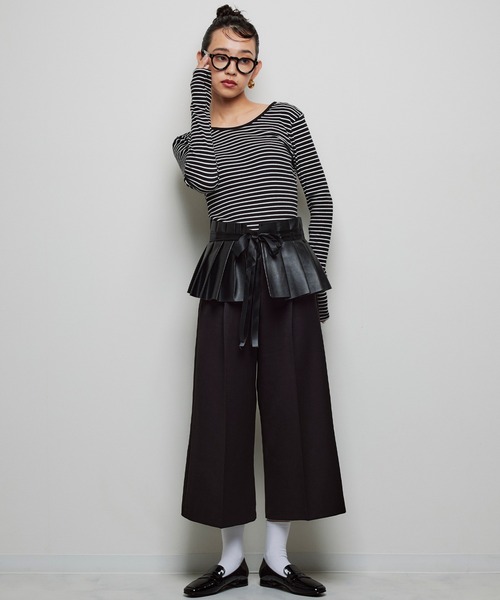 Narcissus（ナルシス）の「【Narcissus】ボーダーオープンTシャツ（Tシャツ/カットソー・レディース・ホワイト/ブラック・FREE）」の6枚目の写真