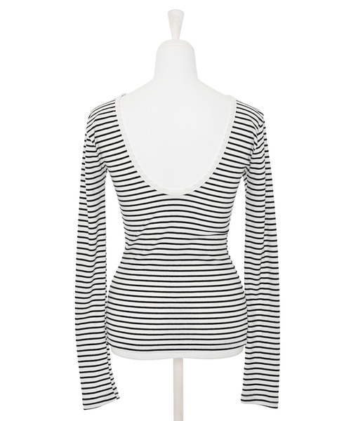 Narcissus（ナルシス）の「【Narcissus】ボーダーオープンTシャツ（Tシャツ/カットソー・レディース・ホワイト/ブラック・FREE）」の10枚目の写真