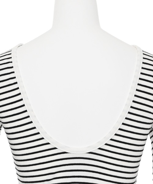 Narcissus（ナルシス）の「【Narcissus】ボーダーオープンTシャツ（Tシャツ/カットソー・レディース・ホワイト/ブラック・FREE）」の12枚目の写真