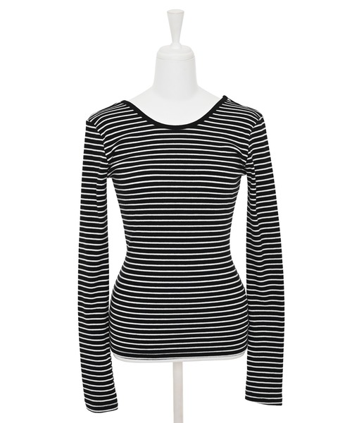 Narcissus（ナルシス）の「【Narcissus】ボーダーオープンTシャツ（Tシャツ/カットソー・レディース・ホワイト/ブラック・FREE）」の14枚目の写真