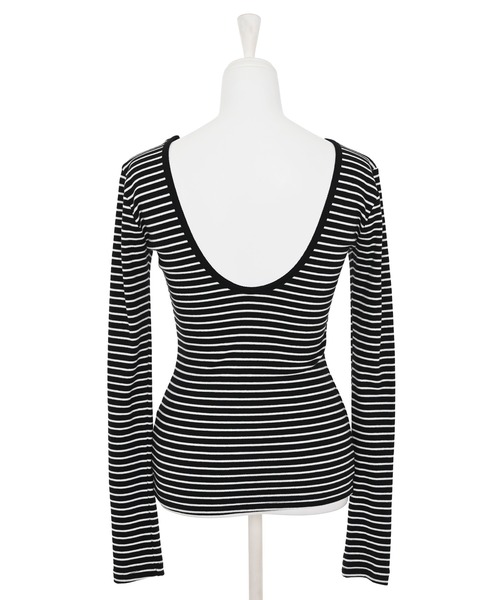 Narcissus（ナルシス）の「【Narcissus】ボーダーオープンTシャツ（Tシャツ/カットソー・レディース・ホワイト/ブラック・FREE）」の16枚目の写真