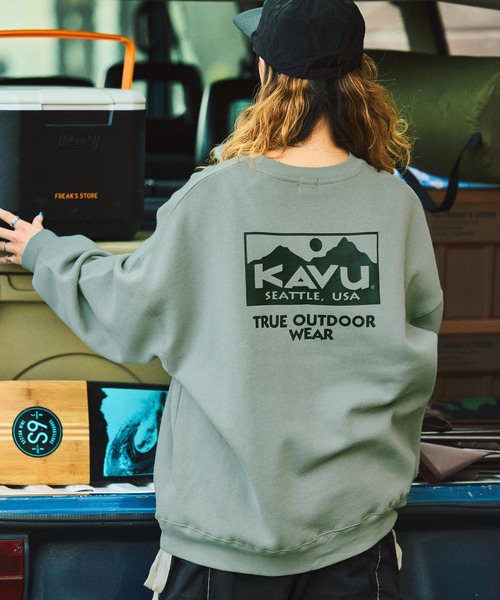 KAVU フリースクルーネックスウェットカーキ