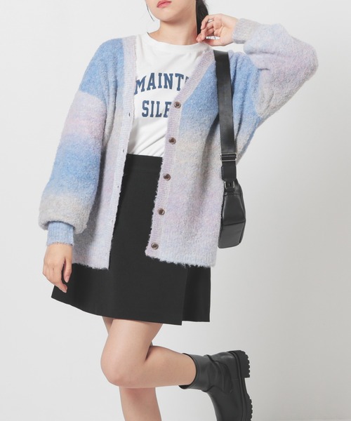 Honeys（ハニーズ）の「グラデーションＶカーデ（カーディガン/ボレロ・レディース・ブルー系/イエロー系/ブラウン系/パープル系/グレー系・S/M/L/LL）」の7枚目の写真