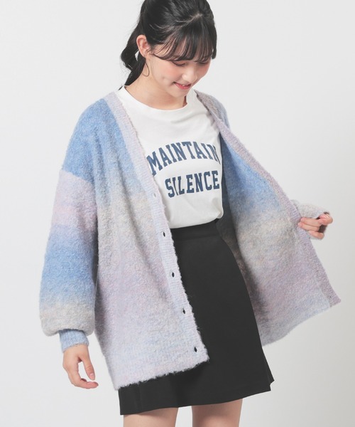 Honeys（ハニーズ）の「グラデーションＶカーデ（カーディガン/ボレロ・レディース・ブルー系/イエロー系/ブラウン系/パープル系/グレー系・S/M/L/LL）」の9枚目の写真