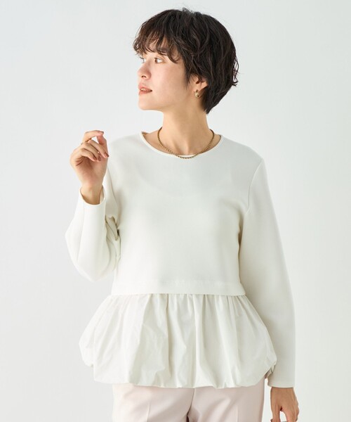 【セール】ウォッシャブルダンボール×タフタ バルーンプルオーバーカットソー（Tシャツ/カットソー）｜NOLLEY'S Sophi（ノーリーズソフィ）