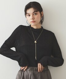 OPAQUE.CLIP | シアーレースハイネックトップス【洗濯機洗い可】(Tシャツ/カットソー)