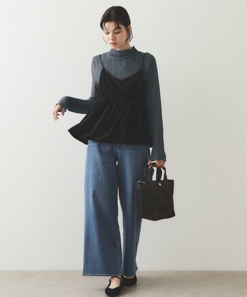 OPAQUE.CLIP(オペークドットクリップ)の「◆シアーレースハイネックトップス【洗濯機洗い可】(Tシャツ/カットソー・レディース・ホワイト/ブラック/ダークグレー・40/38/42)」の13枚目の写真