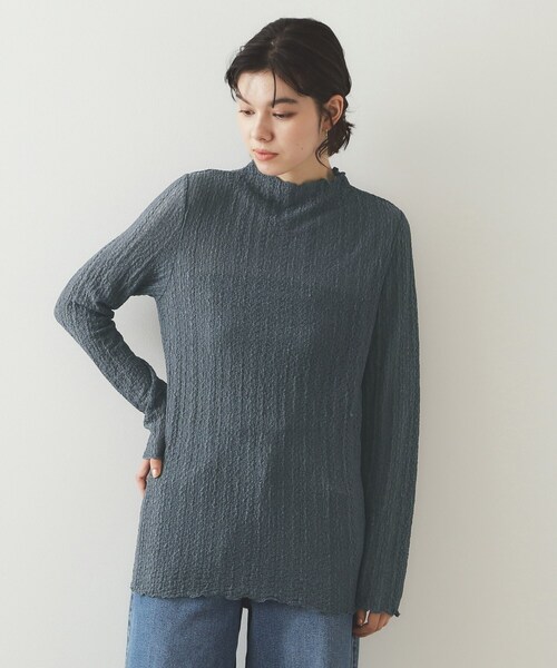 OPAQUE.CLIP(オペークドットクリップ)の「◆シアーレースハイネックトップス【洗濯機洗い可】(Tシャツ/カットソー・レディース・ホワイト/ブラック/ダークグレー・40/38/42)」の16枚目の写真