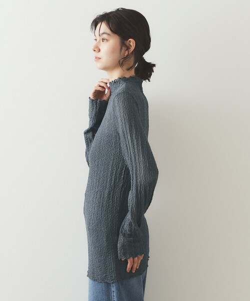 OPAQUE.CLIP(オペークドットクリップ)の「◆シアーレースハイネックトップス【洗濯機洗い可】(Tシャツ/カットソー・レディース・ホワイト/ブラック/ダークグレー・40/38/42)」の17枚目の写真