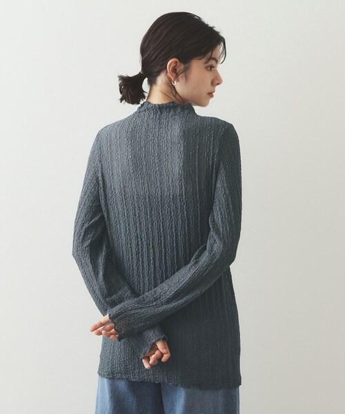 OPAQUE.CLIP(オペークドットクリップ)の「◆シアーレースハイネックトップス【洗濯機洗い可】(Tシャツ/カットソー・レディース・ホワイト/ブラック/ダークグレー・40/38/42)」の18枚目の写真