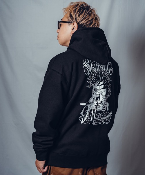 NineMicrophones(ナインマイクロフォンズ)の「MOHAWK SKULL PARKA(パーカー・メンズ・ブラック/グレー・SMALL/MEDIUM/LARGE/X-LARGE/XX-LARGE)」の9枚目の写真