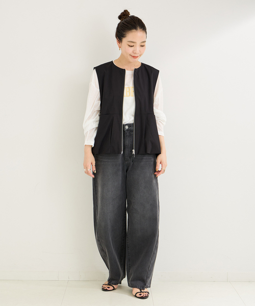 B.C STOCK（ベーセーストック）の「バルーンヘムベスト（ベスト・レディース・ブラック/チャコールグレー・FREE）」の3枚目の写真