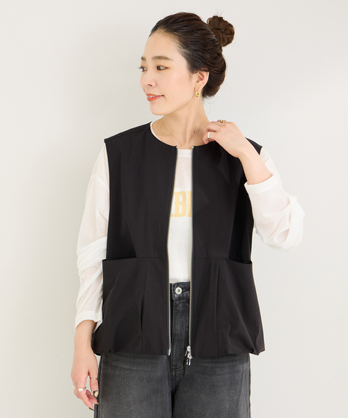 B.C STOCK（ベーセーストック）の「バルーンヘムベスト（ベスト・レディース・ブラック/チャコールグレー・FREE）」の6枚目の写真