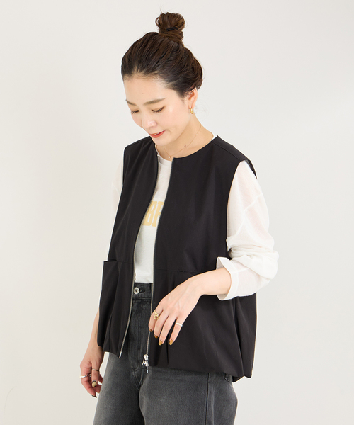 B.C STOCK（ベーセーストック）の「バルーンヘムベスト（ベスト・レディース・ブラック/チャコールグレー・FREE）」の8枚目の写真