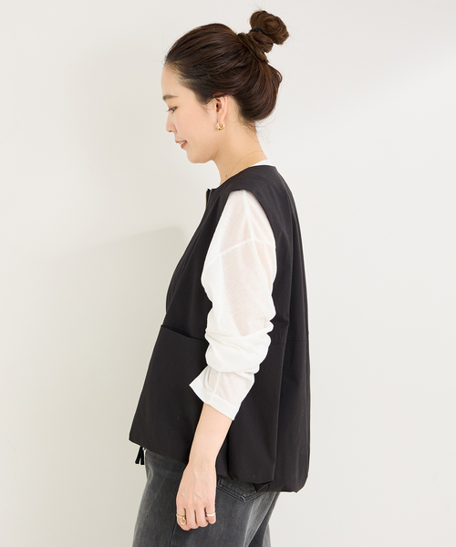 B.C STOCK（ベーセーストック）の「バルーンヘムベスト（ベスト・レディース・ブラック/チャコールグレー・FREE）」の9枚目の写真