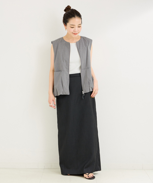 B.C STOCK（ベーセーストック）の「バルーンヘムベスト（ベスト・レディース・ブラック/チャコールグレー・FREE）」の11枚目の写真