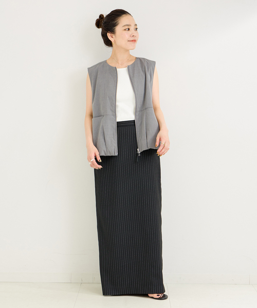 B.C STOCK（ベーセーストック）の「バルーンヘムベスト（ベスト・レディース・ブラック/チャコールグレー・FREE）」の12枚目の写真