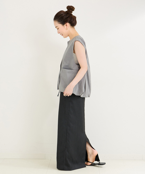 B.C STOCK（ベーセーストック）の「バルーンヘムベスト（ベスト・レディース・ブラック/チャコールグレー・FREE）」の13枚目の写真