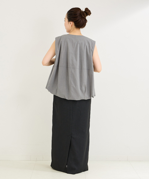 B.C STOCK（ベーセーストック）の「バルーンヘムベスト（ベスト・レディース・ブラック/チャコールグレー・FREE）」の14枚目の写真