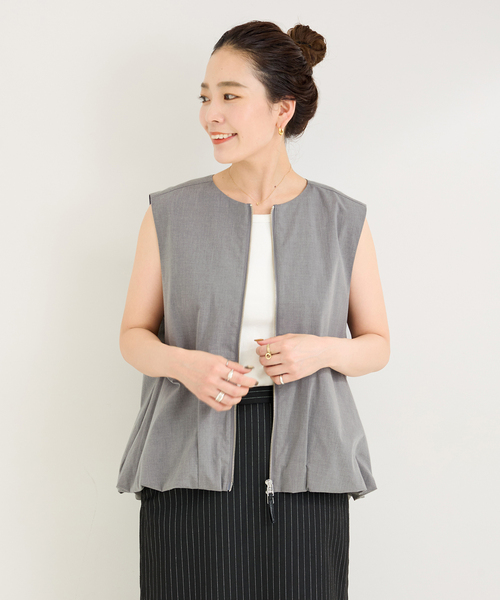B.C STOCK（ベーセーストック）の「バルーンヘムベスト（ベスト・レディース・ブラック/チャコールグレー・FREE）」の15枚目の写真