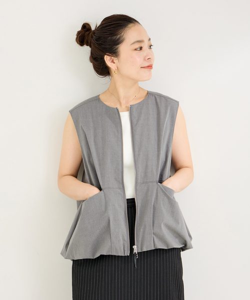 B.C STOCK（ベーセーストック）の「バルーンヘムベスト（ベスト・レディース・ブラック/チャコールグレー・FREE）」の16枚目の写真