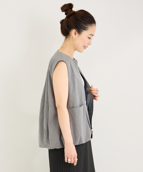 B.C STOCK（ベーセーストック）の「バルーンヘムベスト（ベスト・レディース・ブラック/チャコールグレー・FREE）」の17枚目の写真