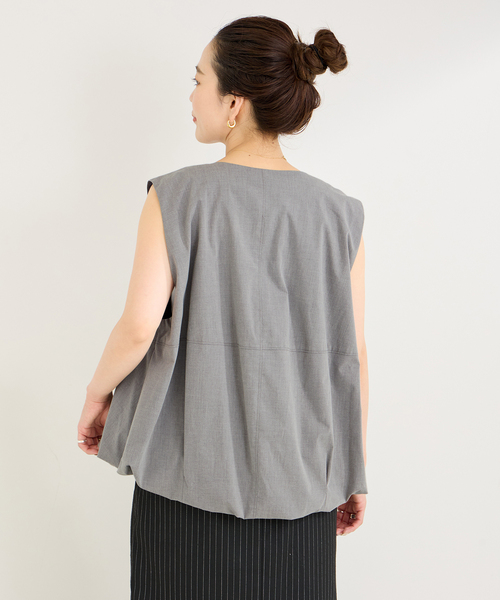 B.C STOCK（ベーセーストック）の「バルーンヘムベスト（ベスト・レディース・ブラック/チャコールグレー・FREE）」の18枚目の写真