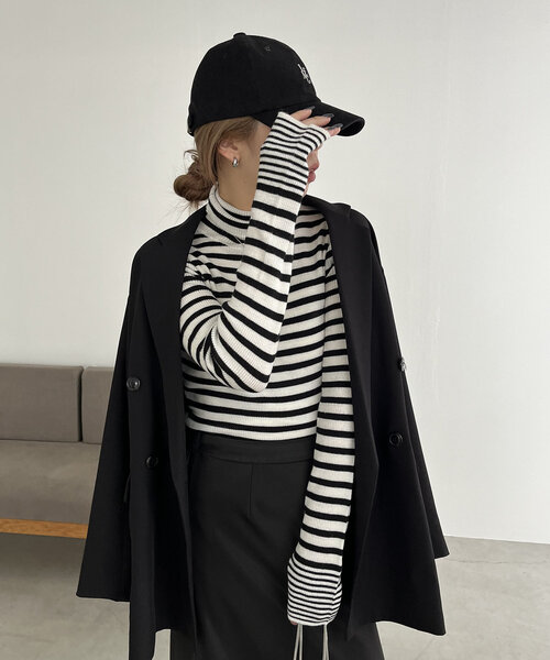 CAPRICIEUX LE'MAGE（カプリシューレマージュ）の「ハイネックリブプルオーバー（ニット/セーター・レディース・ホワイト/ブラック/グレイッシュベージュ/アイボリー・FREE）」の6枚目の写真