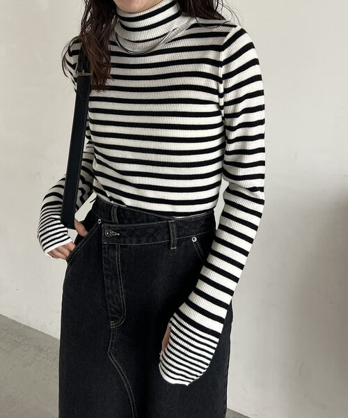 CAPRICIEUX LE'MAGE（カプリシューレマージュ）の「ハイネックリブプルオーバー（ニット/セーター・レディース・ホワイト/ブラック/グレイッシュベージュ/アイボリー・FREE）」の15枚目の写真