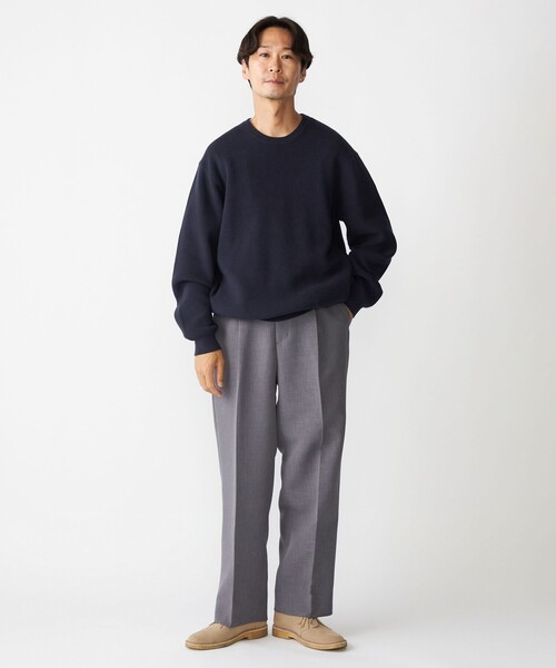 SHIPS(シップス)の「SHIPS:〈洗濯機可能〉SOLOTEX(R) 12ゲージ コットン 畦編み クルーネック ニット(ニット/セーター・メンズ・ブラック/ブラウン/ベージュ/ネイビー・SMALL/MEDIUM/LARGE/X-LARGE)」の7枚目の写真