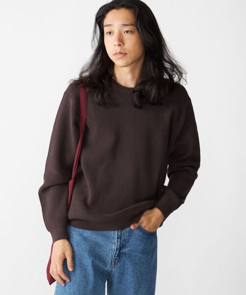 SHIPS(シップス)の「SHIPS:〈洗濯機可能〉SOLOTEX(R) 12ゲージ コットン 畦編み クルーネック ニット(ニット/セーター・メンズ・ブラック/ブラウン/ベージュ/ネイビー・SMALL/MEDIUM/LARGE/X-LARGE)」の20枚目の写真