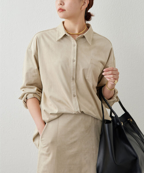 【セール】【セットアップ対応】エコスエードシャツ（シャツ/ブラウス）｜GALLARDAGALANTE（ガリャルダガランテ）