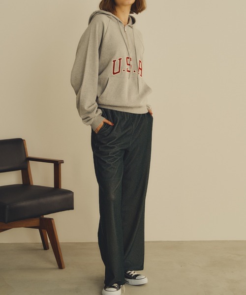 Unitage（ユニテージ）の「USAハーフZIPパーカー（パーカー・レディース・ネイビー/グレー・FREE）」の9枚目の写真